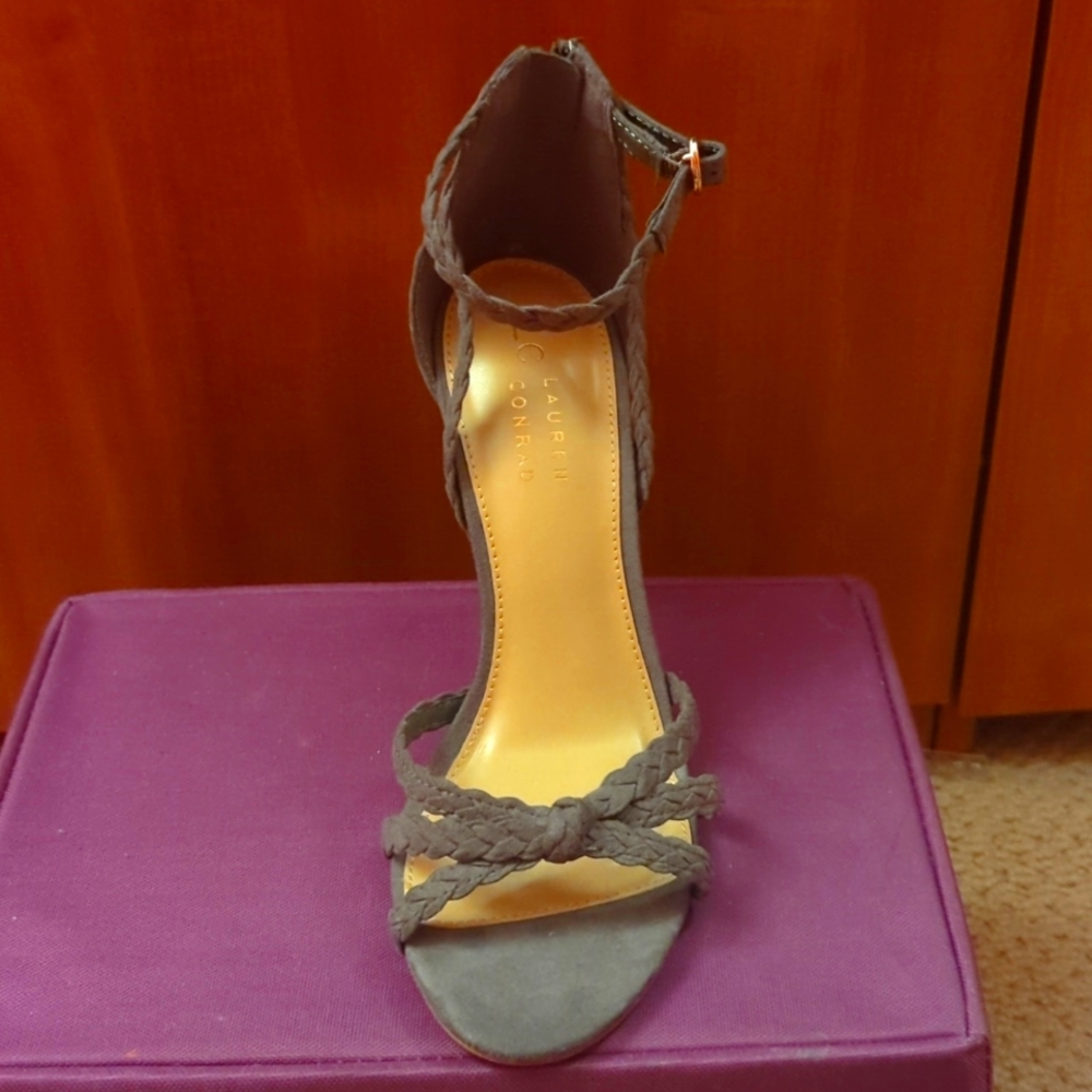 Strappy Gray Heeled Sandals